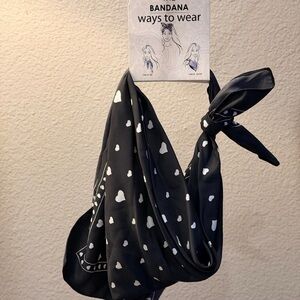 Elegant Black and White Heart Bandana, NEW WITH TAGS!